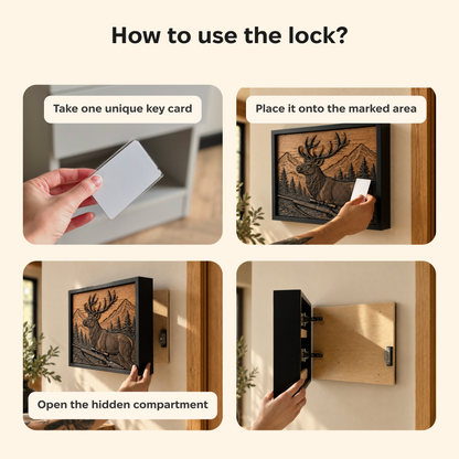 Hunting Wall Art with Deer & Hidden RFID Storage – D01