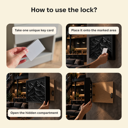 Black Rocks Wall Art Decor with Hidden RFID Storage – D01