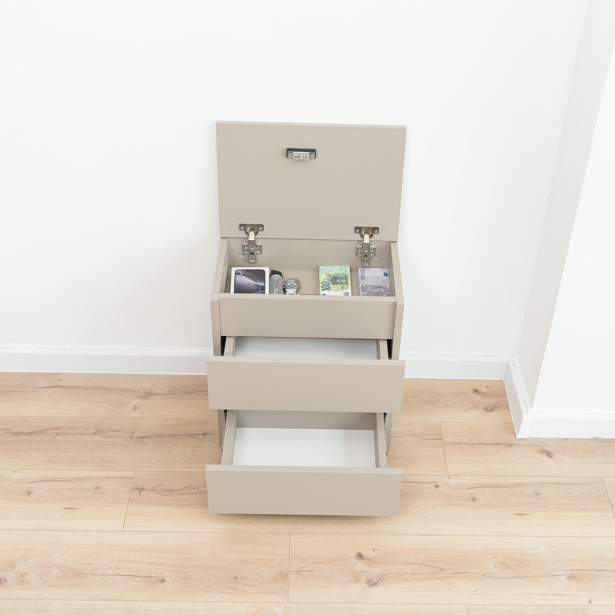 Black Nightstand with Hidden Secure Storage – B24