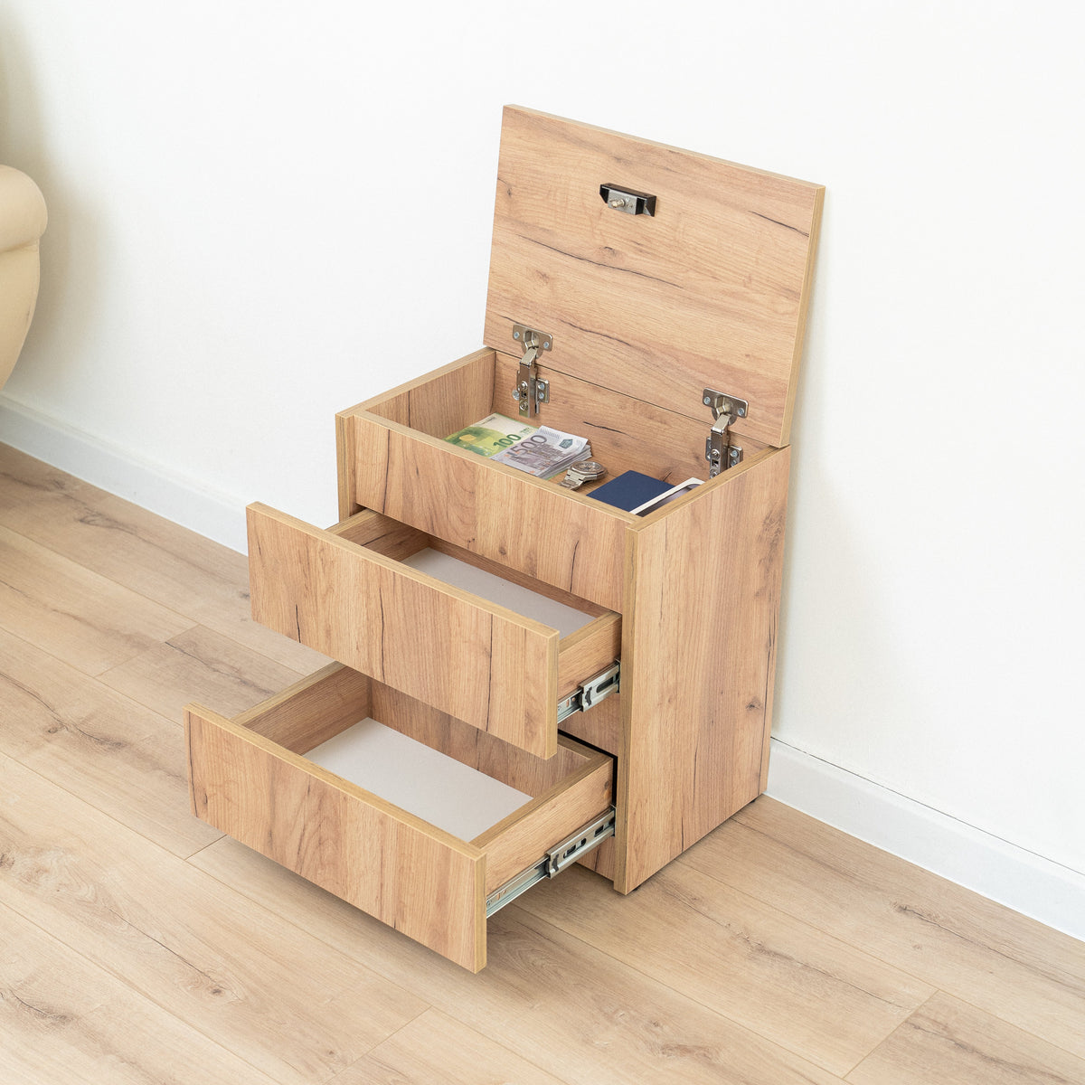 Bedside table with Locked Hidden Storage – B24