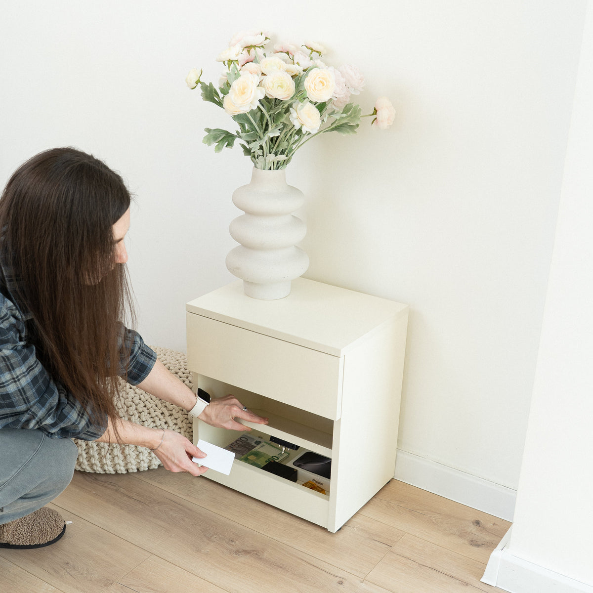 Easy Assembly Nightstand with Concealed Storage – B22-K