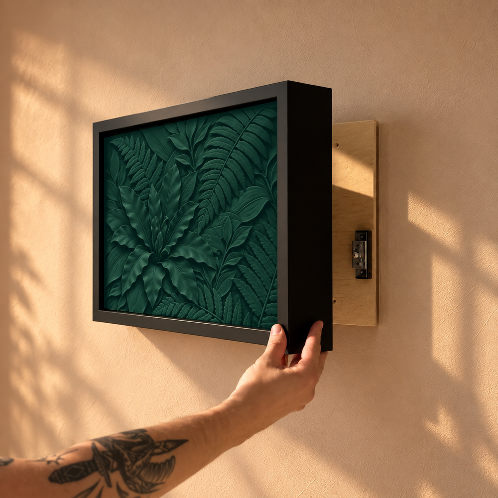 Dark Green Forest Wall Art Decor with Hidden RFID Storage – D01