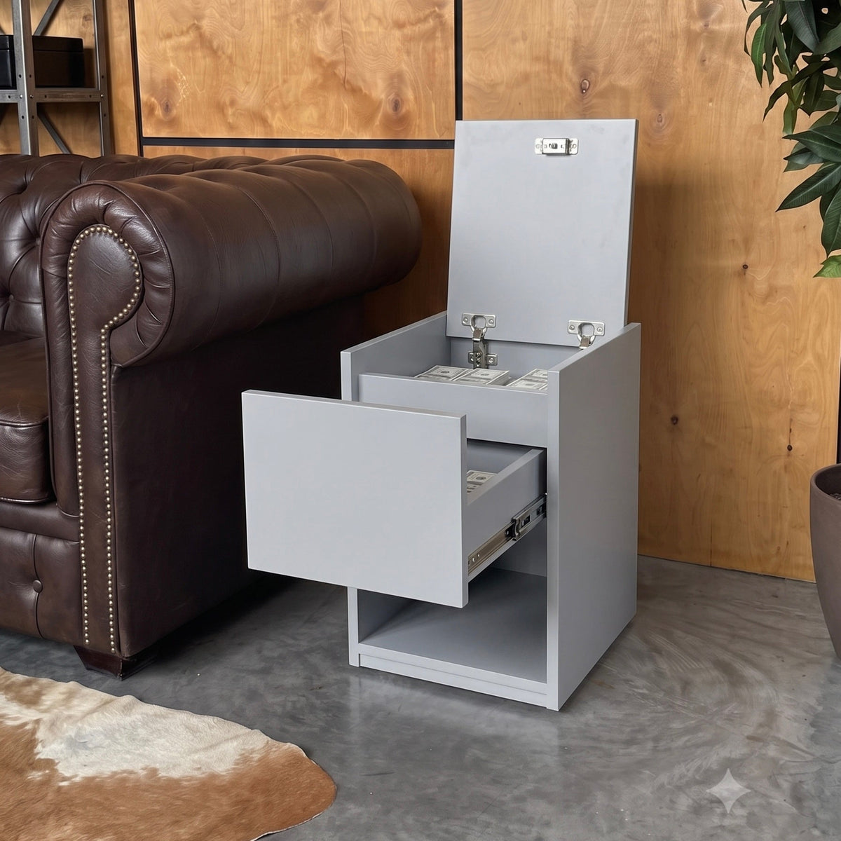 Stylish Nightstand with Hidden Locked Compartment – B34