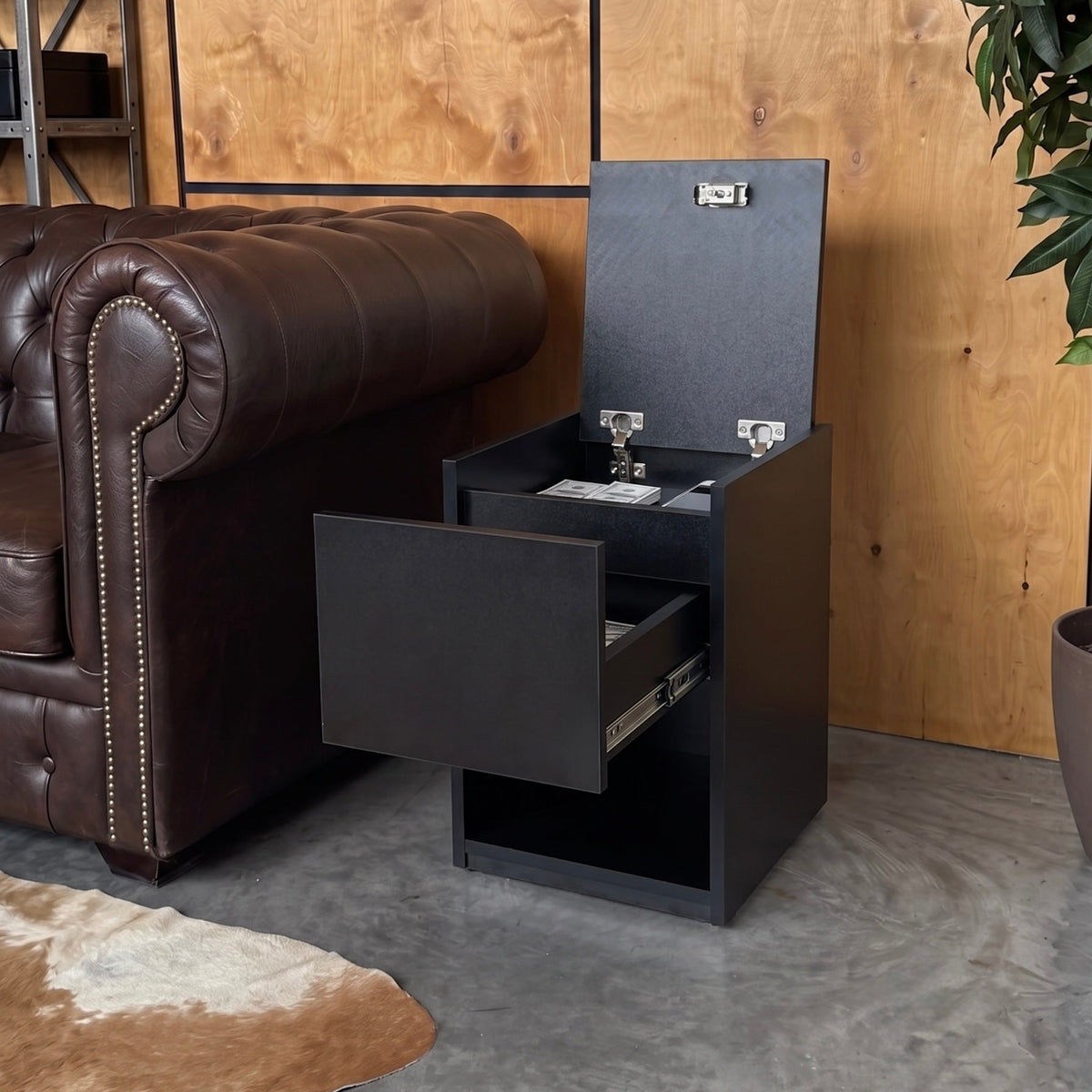 Stylish Nightstand with Hidden Locked Compartment – B34