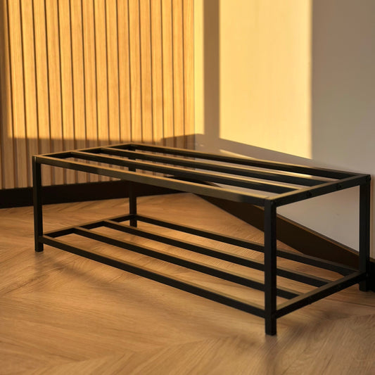 Compact 2-Tier Metal Shoe Rack – E01