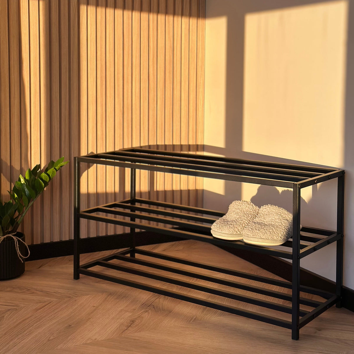 Compact 3-Tier Metal Shoe Rack – E02
