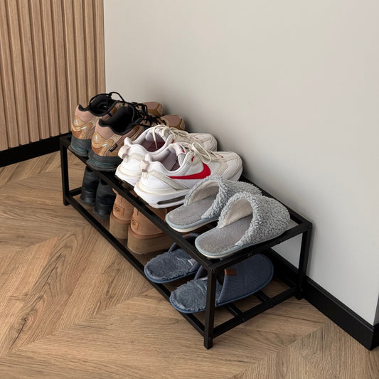 Compact 2-Tier Metal Shoe Rack – E01