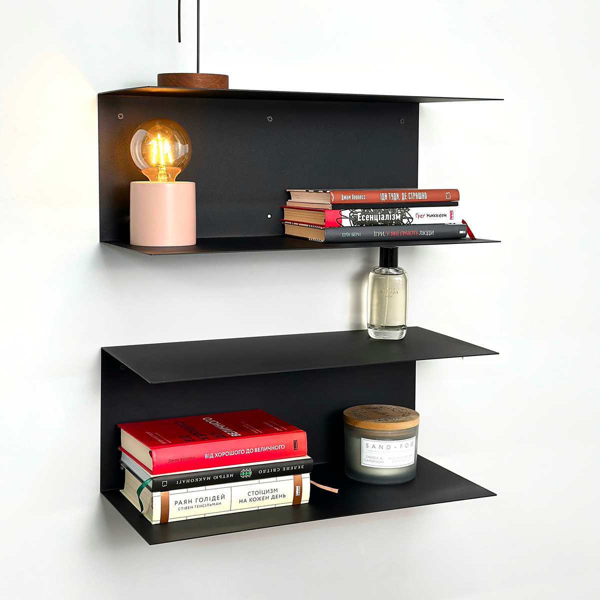 Minimalist Metal Wall Shelf – Two-Tier Steel Shelf M02