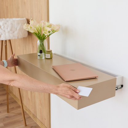 Floating Wall Table with Hidden RFID Drawer – A14