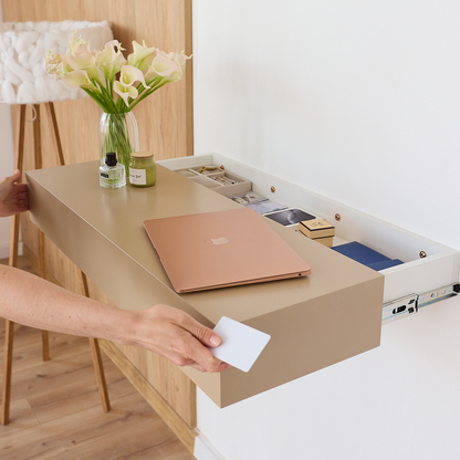 Floating Wall Table with Hidden RFID Drawer – A14