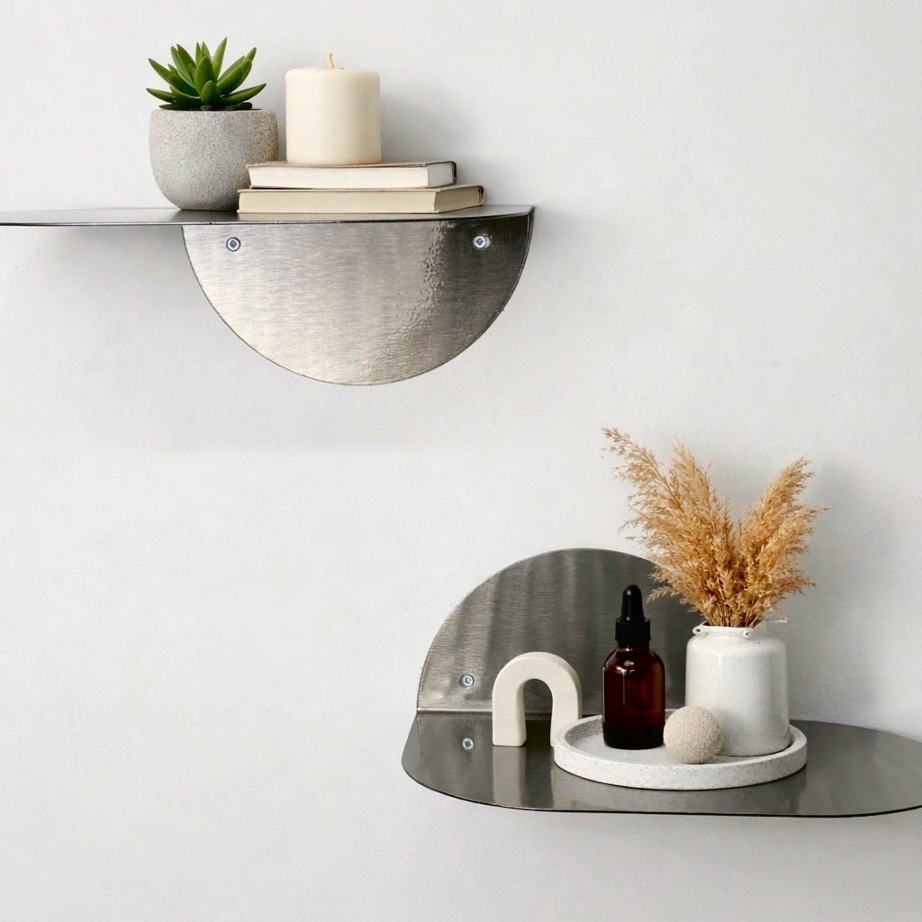 Compact Metal Wall Shelf with Rounded Base – M03