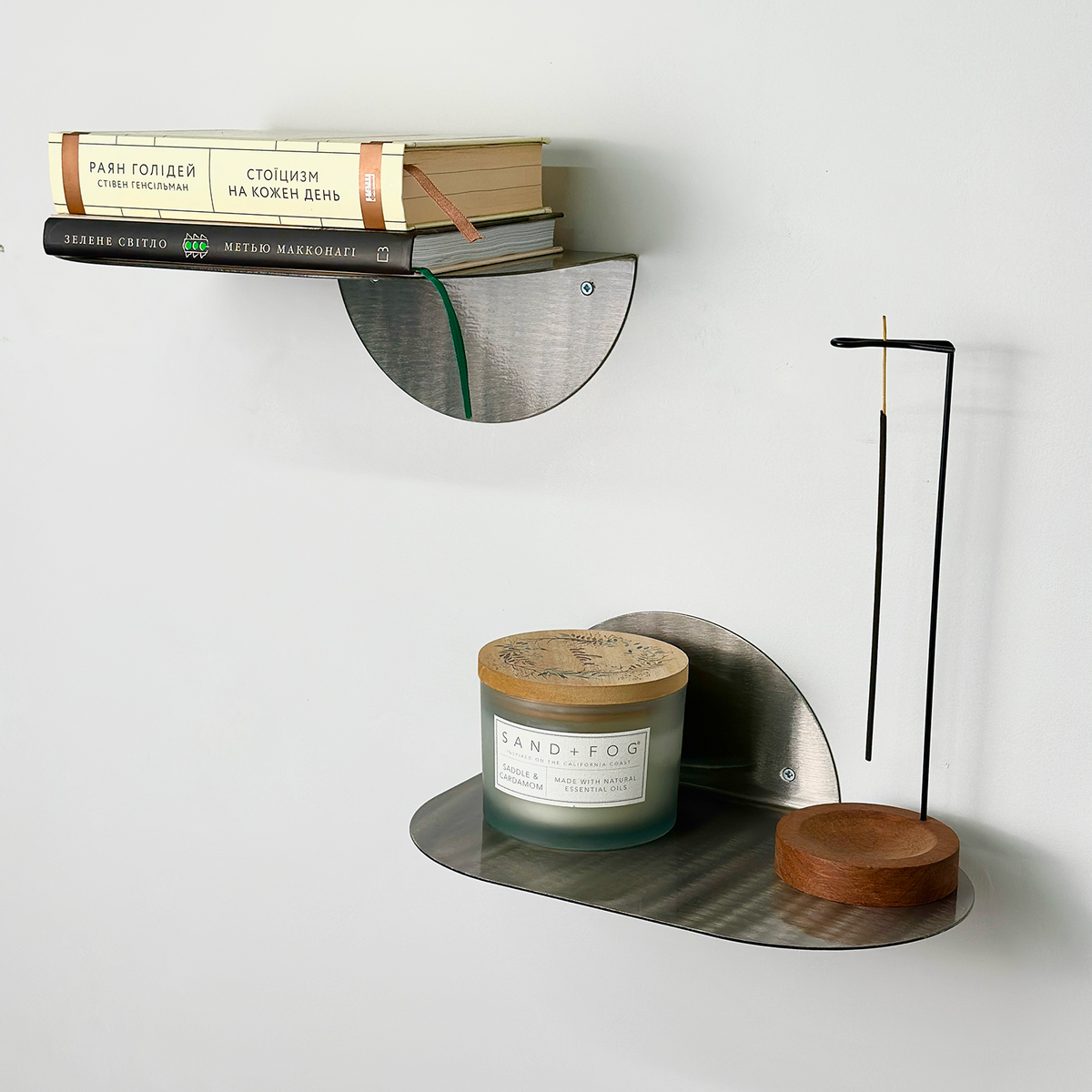Compact Metal Wall Shelf with Rounded Base – M03