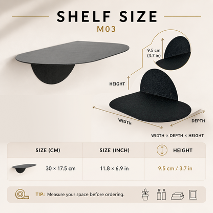Compact Metal Wall Shelf with Rounded Base – M03