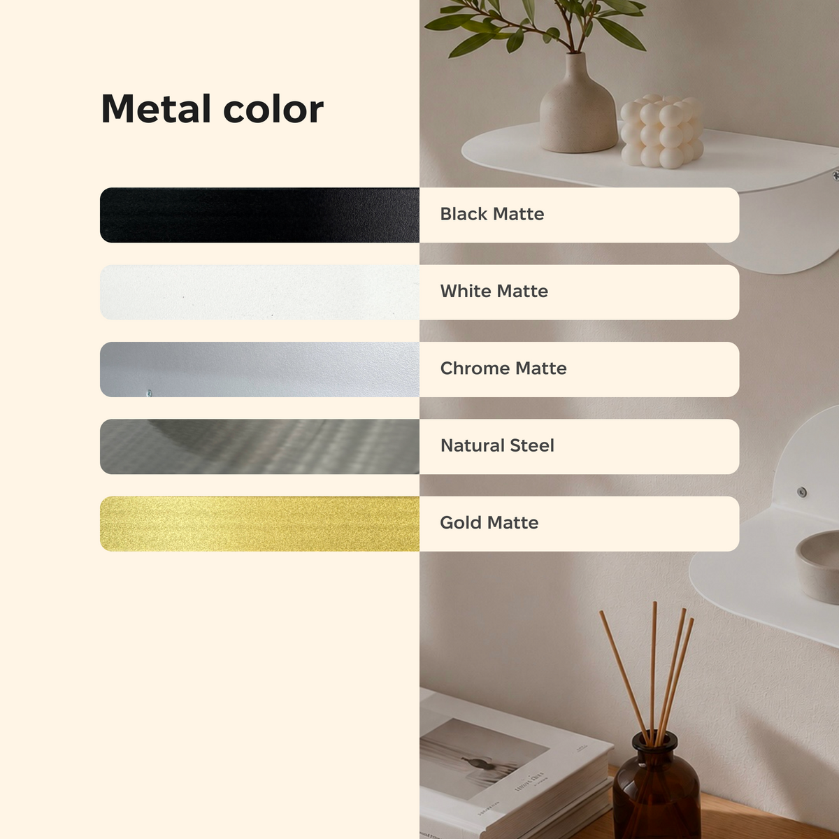 Compact Metal Wall Shelf with Rounded Base – M03