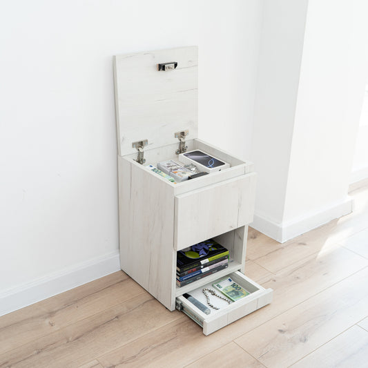 Narrow Nightstand with Two Hidden Compartments and RFID Lock – B38