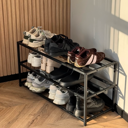 Compact 3-Tier Metal Shoe Rack – E02
