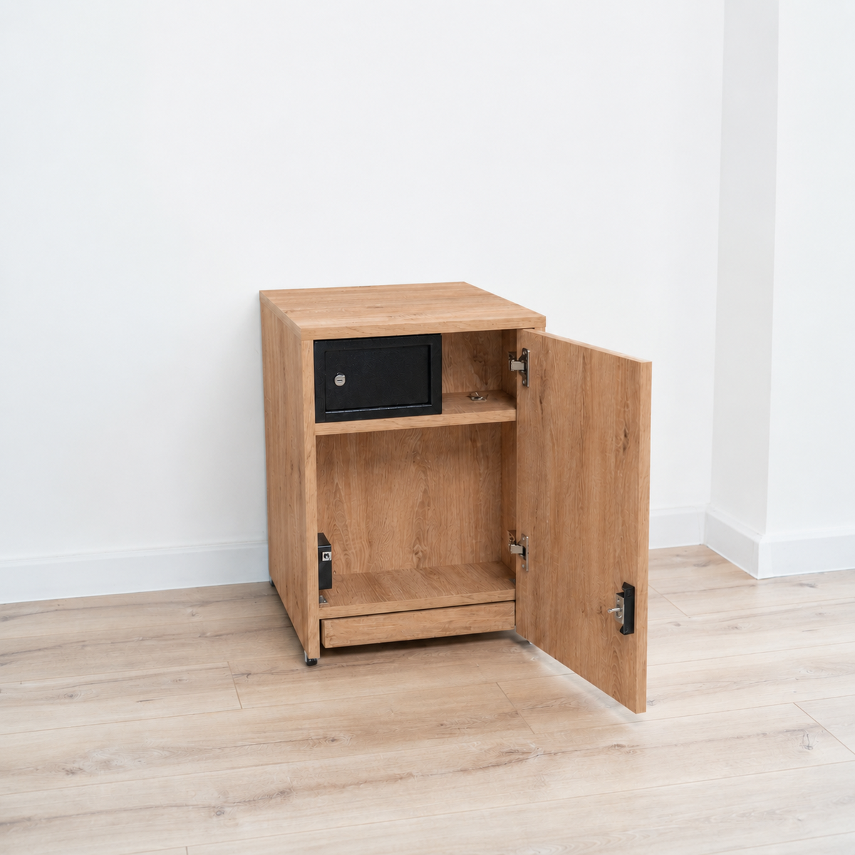 Modern Nightstand with Hidden Metal Safe and RFID Lock – B36