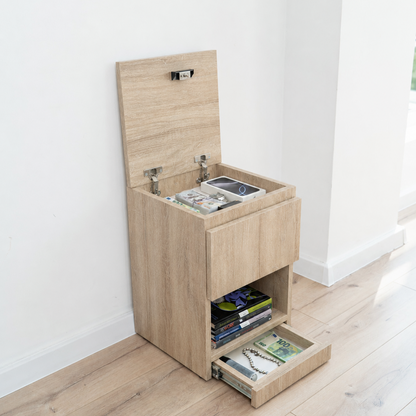 Narrow Nightstand with Two Hidden Compartments and RFID Lock – B38