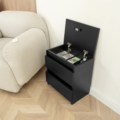 Black Nightstand with Hidden Secure Storage – B24