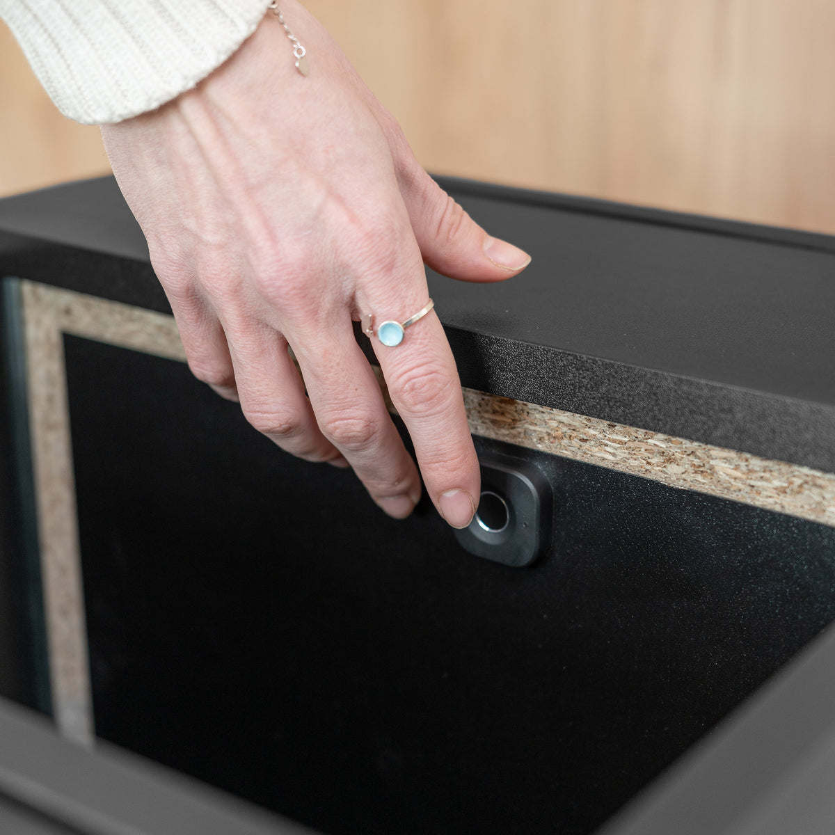 Smart Nightstand with Fingerprint Lock Drawer – B32