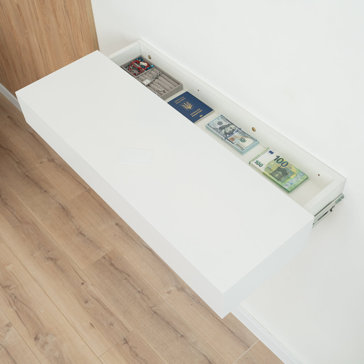 Floating Shelf with Hidden Drawer and RFID Lock – A14