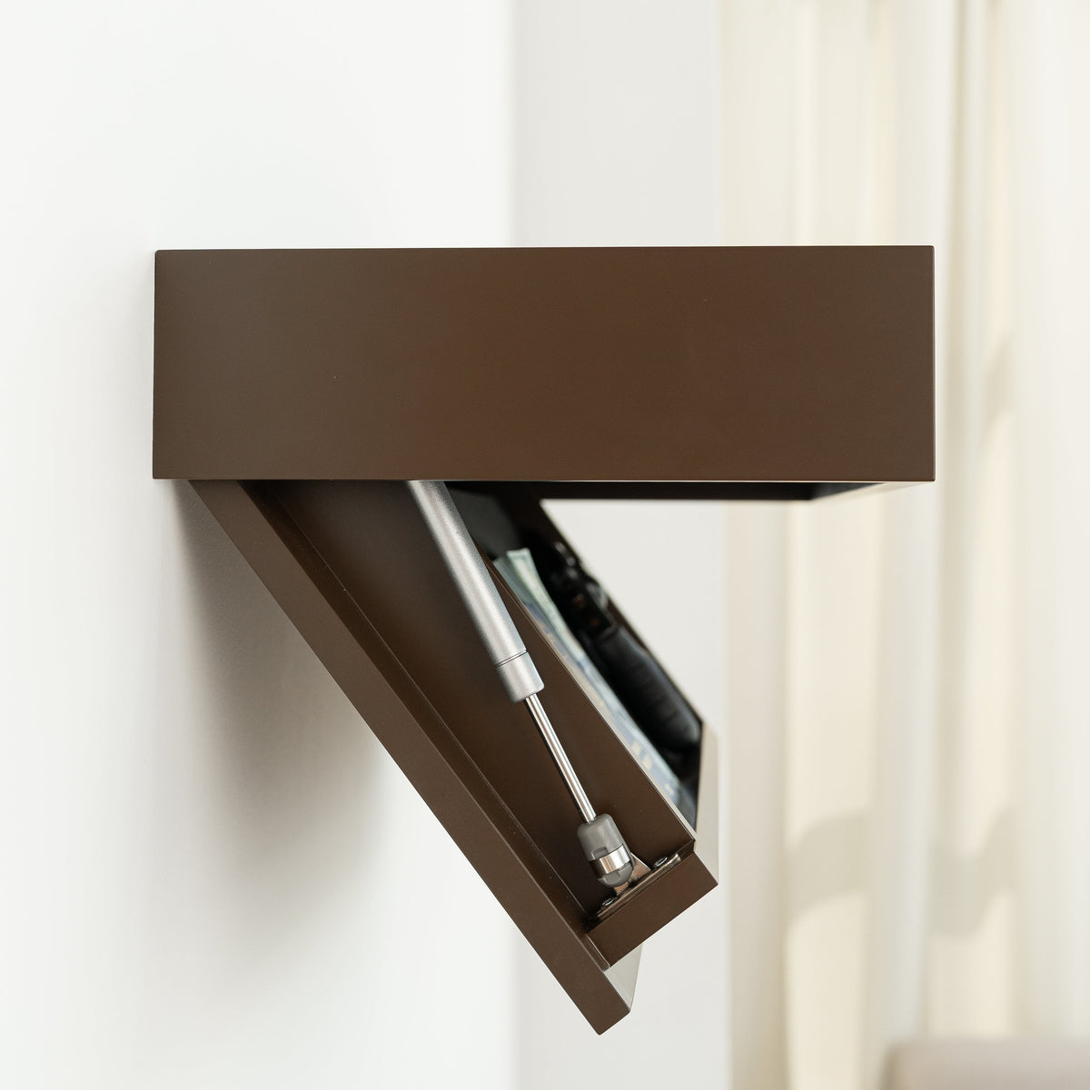 Floating Shelf with Hidden Compartment and RFID Lock – A12