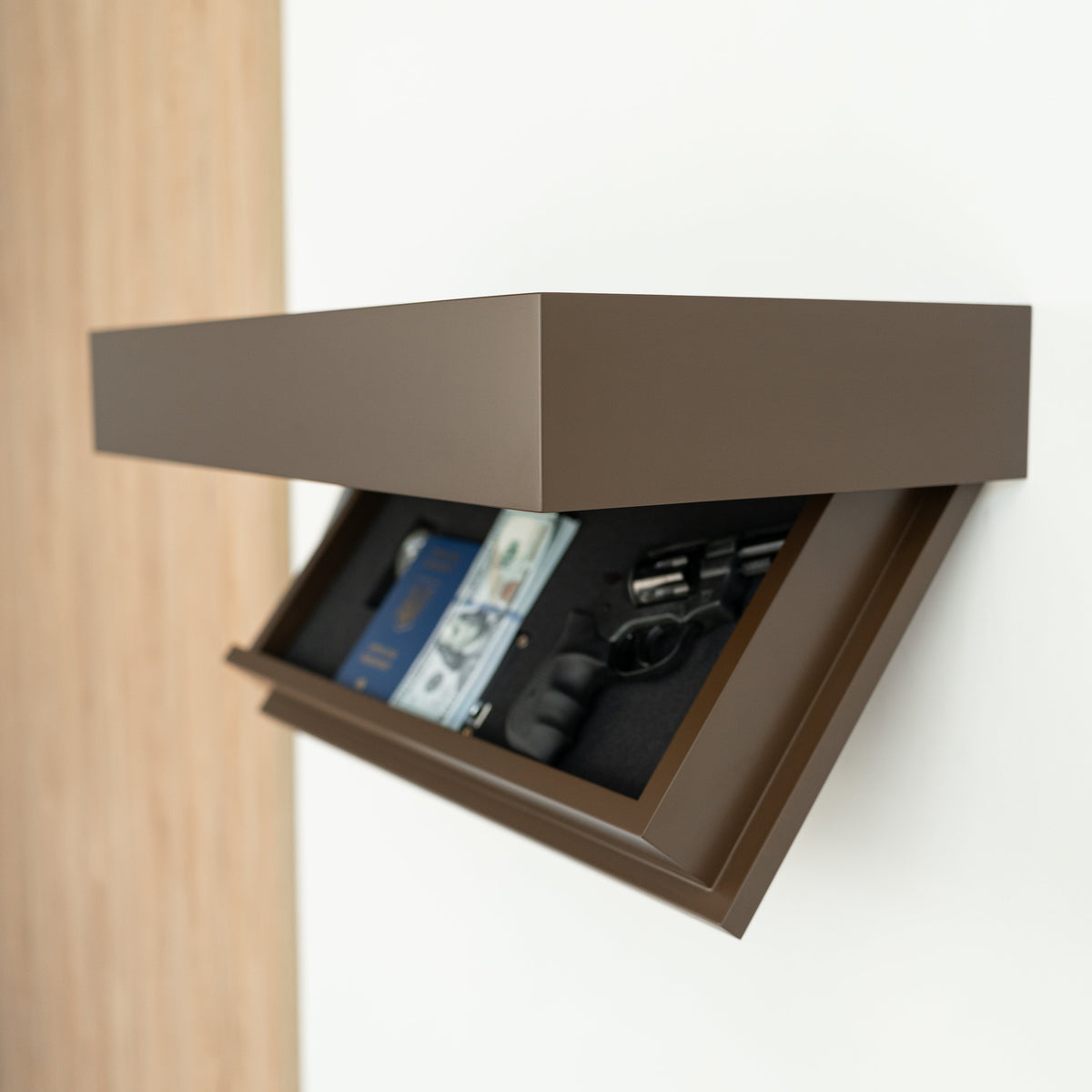Floating Shelf with Hidden Compartment and RFID Lock – A12