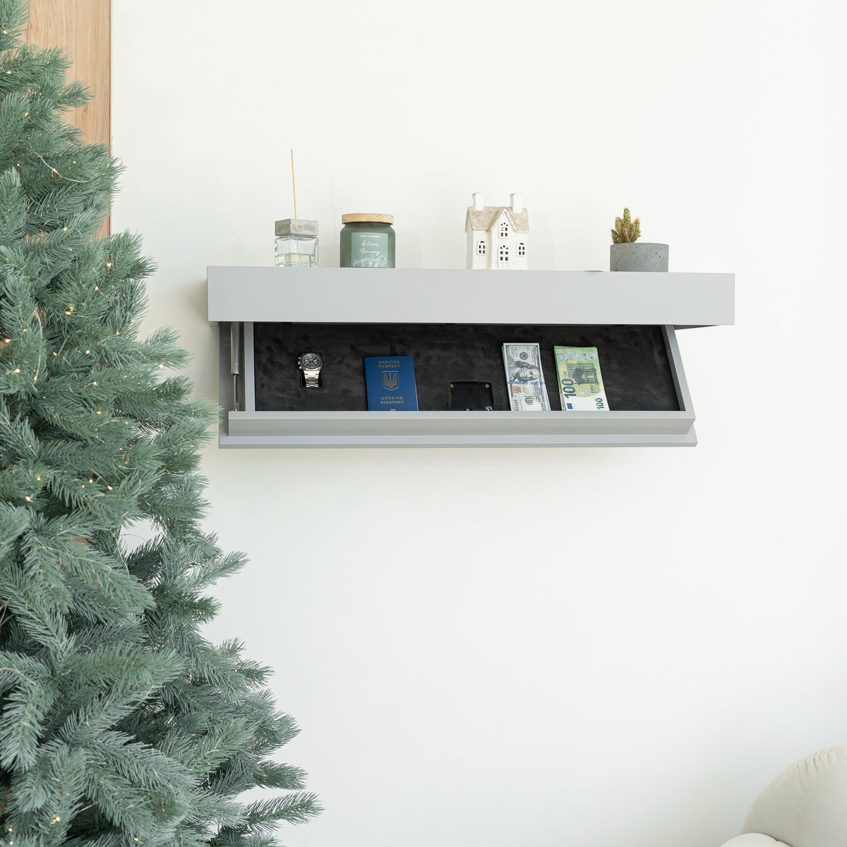 Wall Shelf with Concealed Storage and RFID Lock – A12