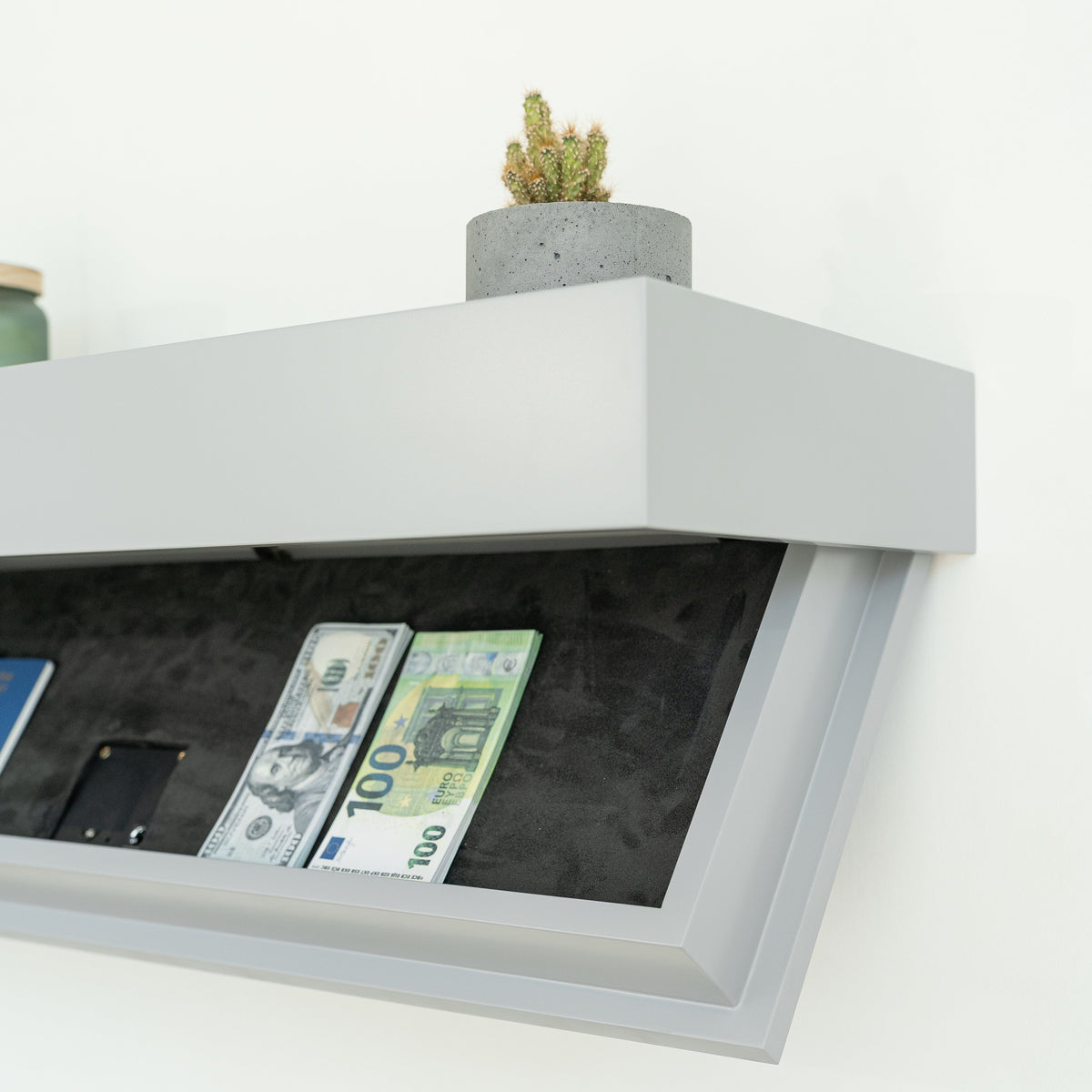 Wall Shelf with Concealed Storage and RFID Lock – A12