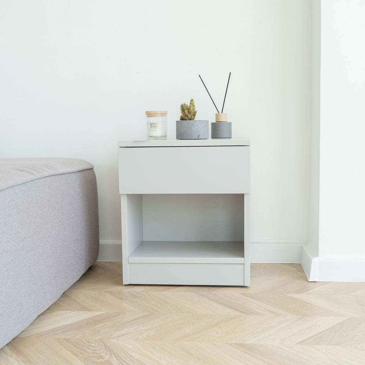 Smart Nightstand with Fingerprint Lock Drawer – B32