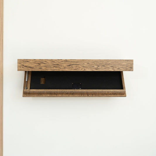 Wood Veneer Floating Shelf with Hidden Storage – A12